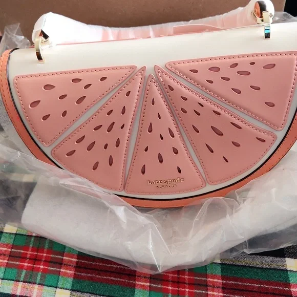 Kate Spade Pink Squeeze Wicker Leather 3d Grapefruit Crossbody Bag NWT - Picture 2 of 5